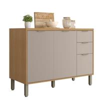 Balcão com Tampo 3 Portas 2 Gavetas MDF 120cm Colors Cinza/Freijó/Níquel Balcão com Tampo 3 Portas 2 Gavetas MDF 120cm Colors Cinza/Freijó/Níquel