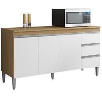 Balcão Com Tampo 3 Pt 3 G 160 Cm Andreia Amendoa Branco Reajl Moveis