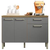 Balcao Com Tampo 3P 1G 120 cm Versalhes Freijo Gris KTP Balcao Com Tampo 3P 1G 120 cm Versalhes Freijo Gris KTP