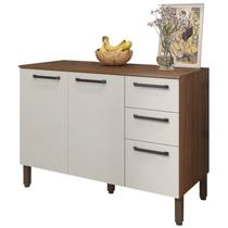 Balcao Com Tampo 3P 2G 120 cm Mad Versalhes Nogueira Off White KTP