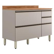 Balcao Com Tampo 4g 1p 120 Cm Mdf Proenca Nogueira Nude Demartez Nogueira Nude