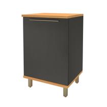 Balcão com Tampo 60cm 1 Porta para Cozinha Modulada Madri Preto/Chumbo