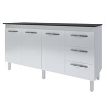 Balcão Com Tampo Diana 150 cm Branco Preto Moblis Balcão Com Tampo Diana 150 cm Branco Preto Moblis