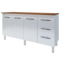 Balcão Com Tampo Emily 160 cm Branco Savana Moblis Balcão Com Tampo Emily 160 cm Branco Savana Moblis