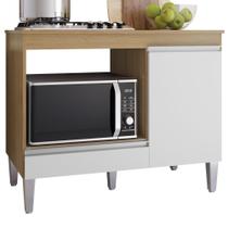 Balcao Com Tampo Para Cooktop 105 Cm Carla Amendoa Branco Reajl Moveis Amendoa Branco