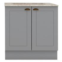 Balcao Com Tampo Para Cooktop 2p 80 Cm Americana Cinza Calcare Henn Cinza Calcare
