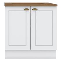 Balcao com Tampo Para Cooktop 2P 80cm Americana Branco Nature Henn