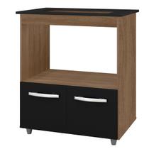 Balcão Cooktop 2 Portas 5 Bocas MDP com Pés Eliana Savana / Preto