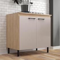 Balcão Cooktop 2 Portas 80 cm Aveiro Oak Cinza Urbano - Maysa Móveis Sul