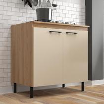 Balcão Cooktop 2 Portas 80 cm Madeira Oak Dunas - Maysa Móveis Sul