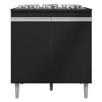 Balcão Cooktop 2 Portas Andréia Preto Fosco 1859 AJL Móveis