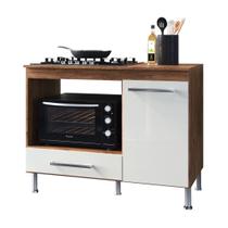 Balcão Cooktop 4 ou 5 Bocas 105 cm Espaço Forno 1 Porta e 1 Gaveta - Lezza