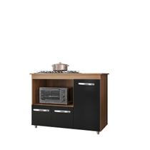 Balcão Cooktop Ana 4 Bocas 3 Portas Savana Preto Moblis