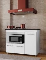 Balcão Cooktop Ana 5 Bocas 114m com Nicho Para Forno e 3 Portas - Branco Móblis