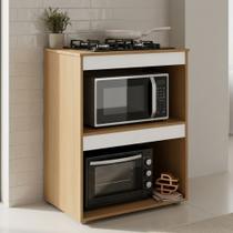 Balcão Cooktop Ariana Cozinha Compacta com Nichos para Micro-ondas Amêndoa Branco - Desk Design Balcão Cooktop Ariana Cozinha Compacta com Nichos para Micro-ondas Amêndoa Branco - Desk Design