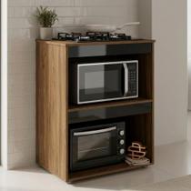 Balcão Cooktop Ariana Cozinha Compacta com Nichos para Micro-ondas Amêndoa Preto - Desk Design Balcão Cooktop Ariana Cozinha Compacta com Nichos para Micro-ondas Amêndoa Preto - Desk Design