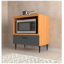 Balcão cooktop para cozinha 1 porta 1 nicho para forno Angelin/Grafite - Flora Móveis Sul