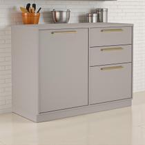 Balcão Cozinha 1 Porta 3 Gavetas 120cm com Tampo 100% MDF Rodapé em PVC Essence Itatiaia