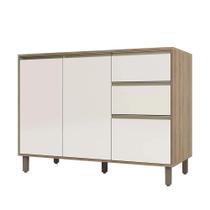 Balcão Cozinha 120 cm 2 Portas 3 Gavetas Perola off Mel Luciane Móveis