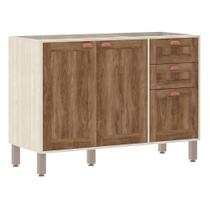Balcão Cozinha 120 cm 2 Portas, 3 Gavetas sem Tampo Sofia Luciane Móveis