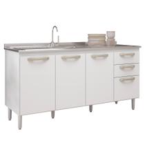 Balcão Cozinha 158 cm Branco 3 Portas 3 Gavetas S/tampo-Sete Estrela