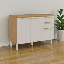 Balcão Cozinha 3 Portas 2 Gavetas 120cm com Tampo 100% MDF Dobradiças Slow Motion New Porto Itatiaia