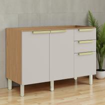 Balcão Cozinha 3 Portas 2 Gavetas 120cm sem Tampo 100% MDF Dobradiças Slow Motion New Porto Itatiaia