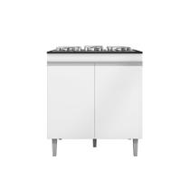 Balcão Cozinha Andréia Para Cooktop 4 ou 5 Bocas Com Pés 2 Portas Branco - AJL Móveis