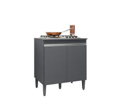 Balcão Cozinha Andréia Para Cooktop 4 ou 5 Bocas Com Pés 2 Portas Cinza - AJL Móveis