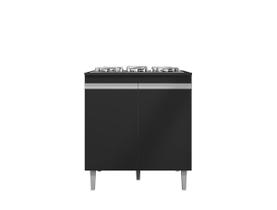 Balcão Cozinha Andréia Para Cooktop 4 ou 5 Bocas Com Pés 2 Portas Preto - AJL Móveis