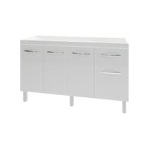 Balcão Cozinha Armário Gabiente Pia de 140 cm com 4 Portas e 1 Gavetas Camila Branco - Mobília Decor