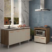 Balcão Cozinha Armário Gabinete de Pia 160 cm Estela e Balcão para Fogão Cooktop 4 Bocas Evelyn Savana Off White Balcão Cozinha Armário Gabinete de Pia 160 cm Estela e Balcão para Fogão Cooktop 4 Bocas Evelyn Savana Off White