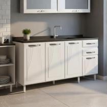Balcão Cozinha Armário Multiuso em Aço 160cm 4 Portas 2 Gavetas Sem Tampo Star New