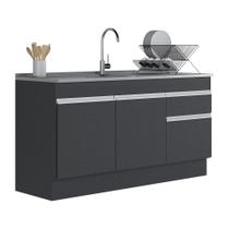 Balcão Cozinha c/ Rodapé Gabinete Pia 150cm 3 Ptas 1 Gav Veneza Multimóveis MP2115.898 Preto/Branco Balcão Cozinha c/ Rodapé Gabinete Pia 150cm 3 Ptas 1 Gav Veneza Multimóveis MP2115.898 Preto/Branco