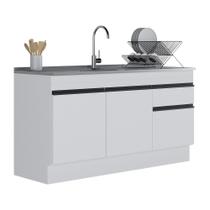 Balcão Cozinha c/ Rodapé Gabinete Pia 150cm 3 Ptas 1 Gav Veneza Multimóveis MP2115.964 Branco/Preto Balcão Cozinha c/ Rodapé Gabinete Pia 150cm 3 Ptas 1 Gav Veneza Multimóveis MP2115.964 Branco/Preto