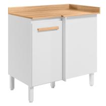 Balcão Cozinha Canto Reto 88,5cm 1 Porta Branco/Branco UV - Nicioli Balcão Cozinha Canto Reto 88,5cm 1 Porta Branco/Branco UV - Nicioli