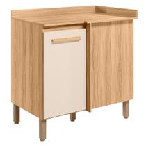 Balcão Cozinha Canto Reto 88,5cm 1 Porta Freijó/Off White Cristal - Nicioli Balcão Cozinha Canto Reto 88,5cm 1 Porta Freijó/Off White Cristal - Nicioli
