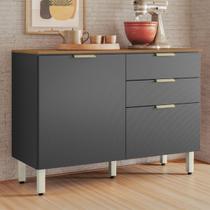 Balcão Cozinha Clarice 2 Portas 2 Gavetas Amêndola/Grafito Prime Tx - Pnr Móveis