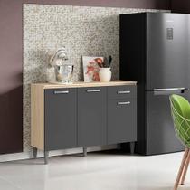 Balcão Cozinha Com Tampo 120cm 3 Portas Joana Avena-grafite A09 - D'rossi
