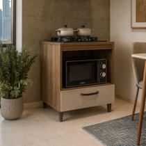 Balcão Cozinha Cooktop 4 Bocas Armário Com Gaveta Compacto Premium OffWhite Amadeirado Balcão Cozinha Cooktop 4 Bocas Armário Com Gaveta Compacto Premium OffWhite Amadeirado