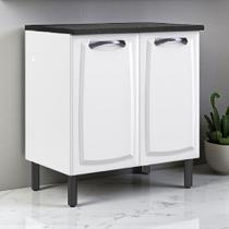 Balcão Cozinha em Aço 2 Portas 80cm com Tampo New Premium Itatiaia Branco/Nero Marquina Balcão Cozinha em Aço 2 Portas 80cm com Tampo New Premium Itatiaia Branco/Nero Marquina