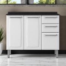 Balcão Cozinha em Aço 3 Portas 2 Gavetas 105cm com Tampo Luce Itatiaia