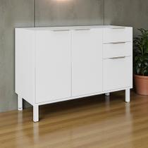 Balcão Cozinha em Aço 3 Portas 2 Gavetas 120cm com Dobradiças Slow Motion Renova Itatiaia