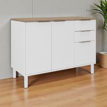 Balcão Cozinha em Aço 3 Portas 2 Gavetas 120cm com Tampo Dobradiça Slow Motion Renova Itatiaia