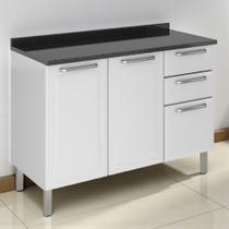 Balcão Cozinha em Aço 3 Portas 2 Gavetas 120cm com Tampo Dobradiças Slow Motion Tarsila Itatiaia