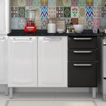 Balcão Cozinha em Aço 3 Portas 2 Gavetas 120cm com Tampo Dobradiças Slow Motion Tarsila Itatiaia