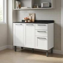 Balcão Cozinha em Aço 3 Portas e 2 Gavetas 105cm com Tampo Florença Itatiaia Branco Balcão Cozinha em Aço 3 Portas e 2 Gavetas 105cm com Tampo Florença Itatiaia Branco