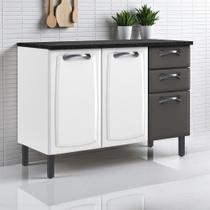 Balcão Cozinha em Aço 3 Portas e 2 Gavetas 120cm com Tampo New Premium Itatiaia