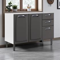 Balcão Cozinha em Aço 3 Portas e 2 Gavetas 120cm Sem Tampo New Premium Itatiaia