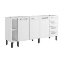 Balcão Cozinha Evidence Bertolini 1.80 Mt 100% Aço - 3 Portas- 4 Gavetas - Branco